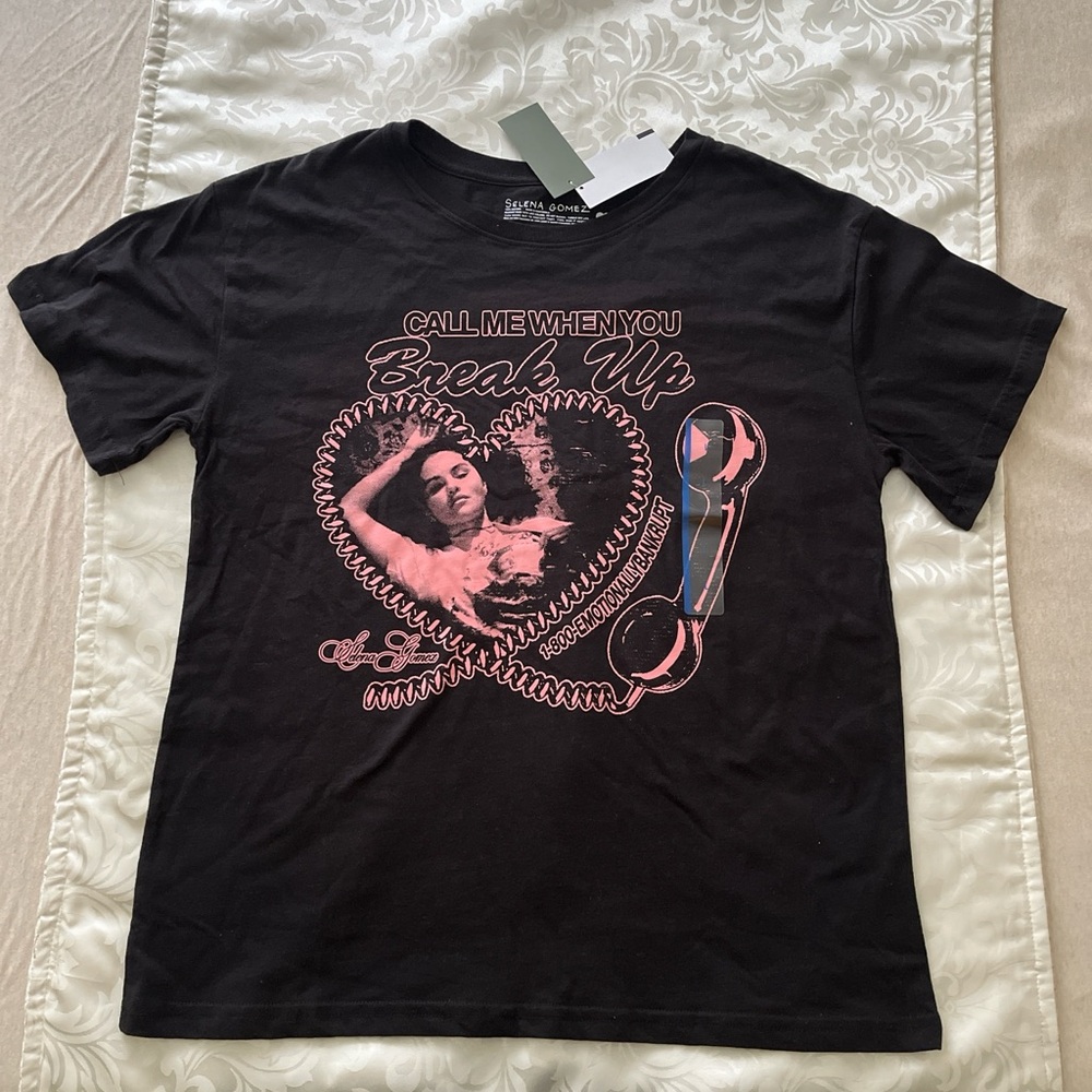 Selena Gomez "Call Me When You Break Up" Black Graphic T-Shirt - Size L - NWT